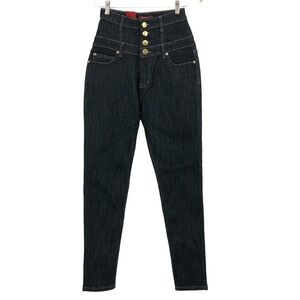 Riflessi Women's Skinny Jeans Size 7/8 Skinny Leg High Rise Button Fly Dark Wash